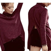 Free People NWT Juicy Long Sleeve Cowl Top Wine Color Retail $88