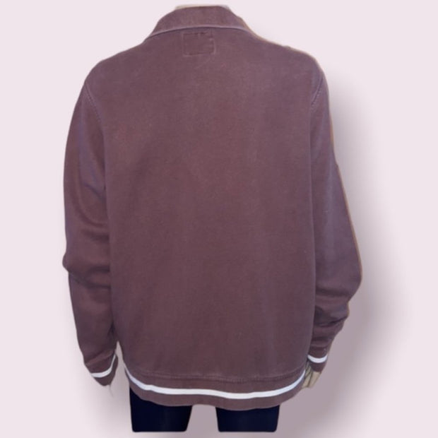 Lucky Brand Distressed Brown Sweatshirt Jacket