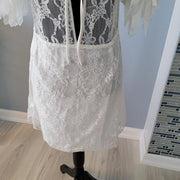 NEW FREE PEOPLE White Lace Dress Shredded Ribbon Sleeves NWOT Retail $128