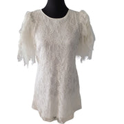 NEW FREE PEOPLE White Lace Dress Shredded Ribbon Sleeves NWOT Retail $128