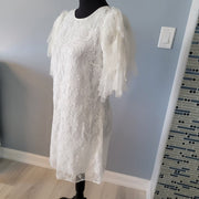 NEW FREE PEOPLE White Lace Dress Shredded Ribbon Sleeves NWOT Retail $128