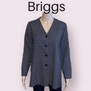 Briggs Petite Button Front V-Neck Blouse Business Professional Size Medium