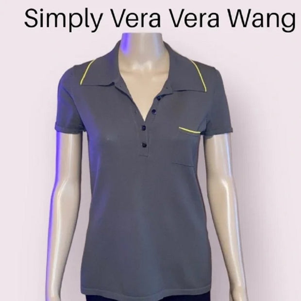 Simply Vera Vera Wang Olive Knit Polo Top Small