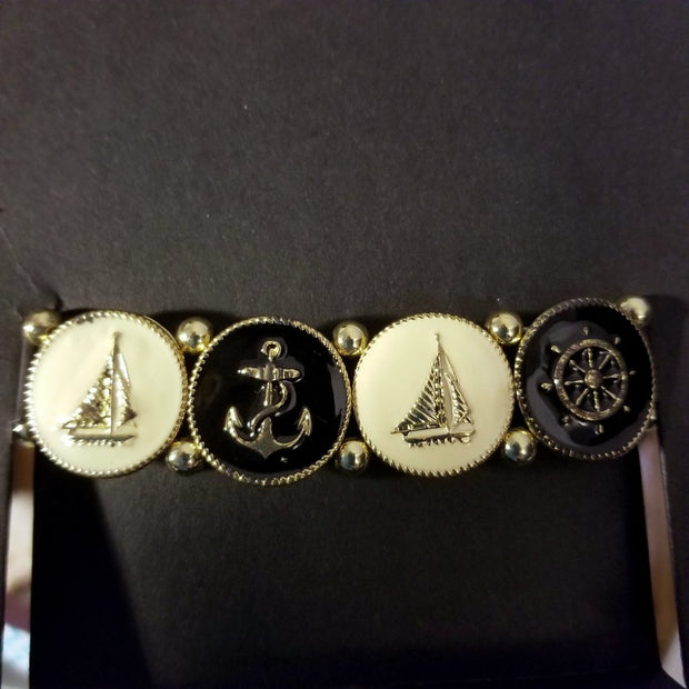 Nautical Jewelry Set Bracelet Necklace Earrings Anchor Sailboat Boxed Retail $65