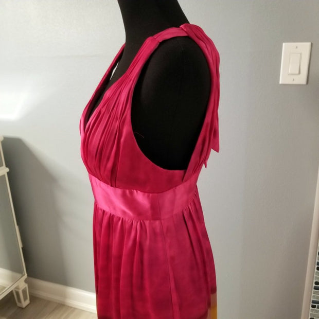 Max and Cleo Red Color Block Lined Halter Dress Size 6 NWOT