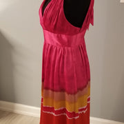 Max and Cleo Red Color Block Lined Halter Dress Size 6 NWOT