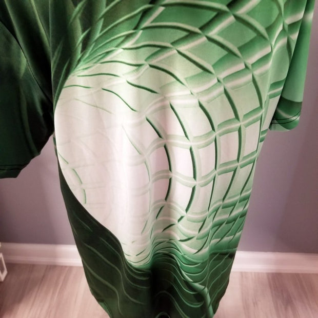 Chenone Men's Green 3D Graphic Poly Shirt Size M