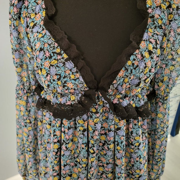 NWOT Free People Boho Mini Floral Lined Dress Top Size XSmall