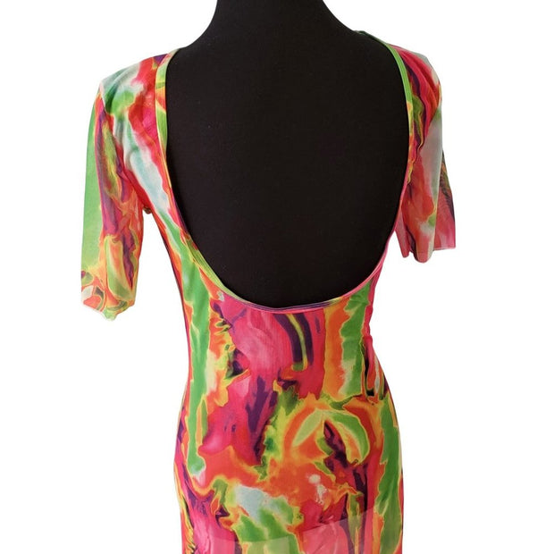 Watercolor  Slinky Bodycon Maxi Dress Size Small Unbranded