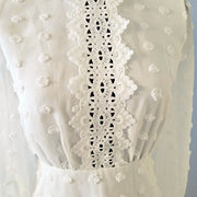 Simplee Shein Swiss Dot Bishop Sleeve Guipure Lace Trim Embroidered Dress NWOT