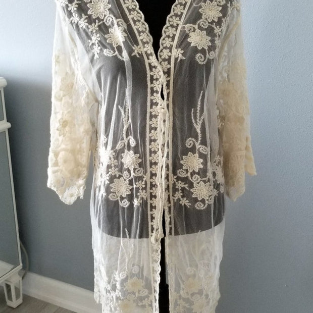 NWT Room Mates Long Lace Beach Coverup Lingerie Size Small
