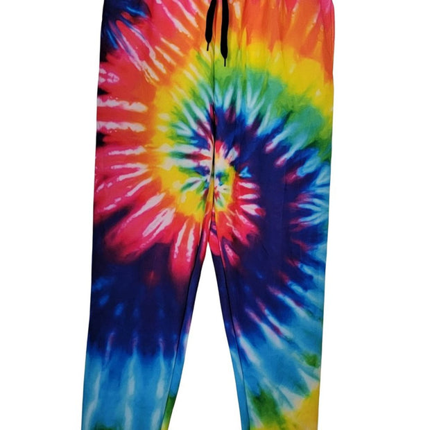 Rainbow Tie Dye Polyester Drawstring Sweat Pants Size M Unisex