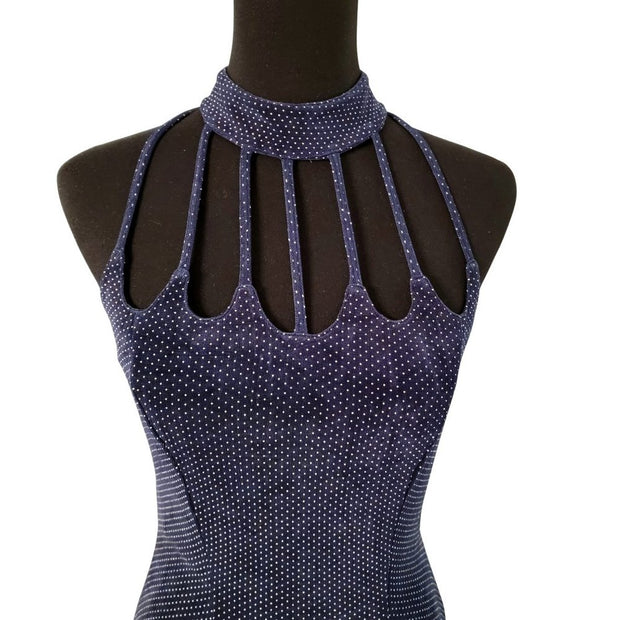 Joseph Ribkoff Navy Blue Stretch Knit Dress Abstract Sleeveless Retail $20 Sz 8