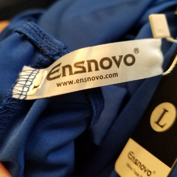 Ensnovo Women's Long Sleeve Unitard Bodysuit Dance Suit Electric Blue L NWT