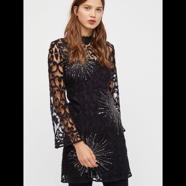 Free People The North Star Dress Black Starburst Lace Dress NWOT Retai parisdiva.com Free People The North Star Dress Black Starburst Lace Dress NWOT Retai parisdiva.com