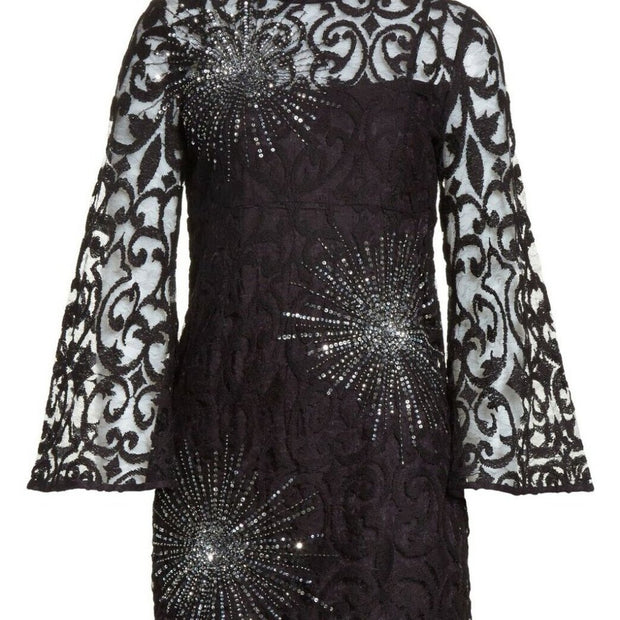 Free People The North Star Dress Black Starburst Lace Dress NWOT Retail $168