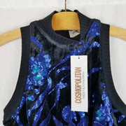 Cosmopolitan DDTP Madison Velvet Sequin Mini Dress 'Black/Cobalt Blue' Size S