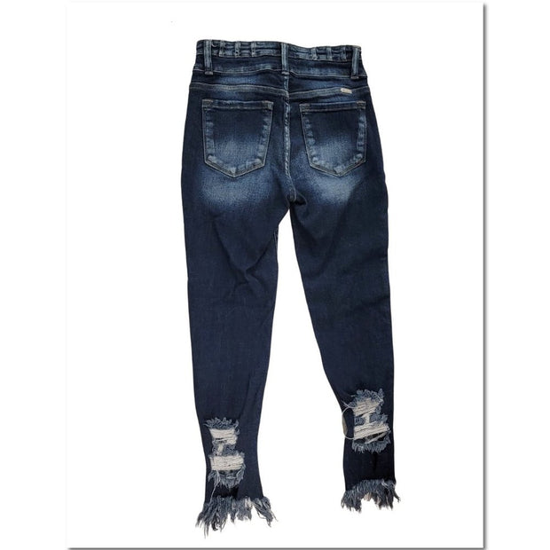 Kancan Blue Denim Distressed Mid Rise Ankle Skinny Jeans Size 26 NWOT