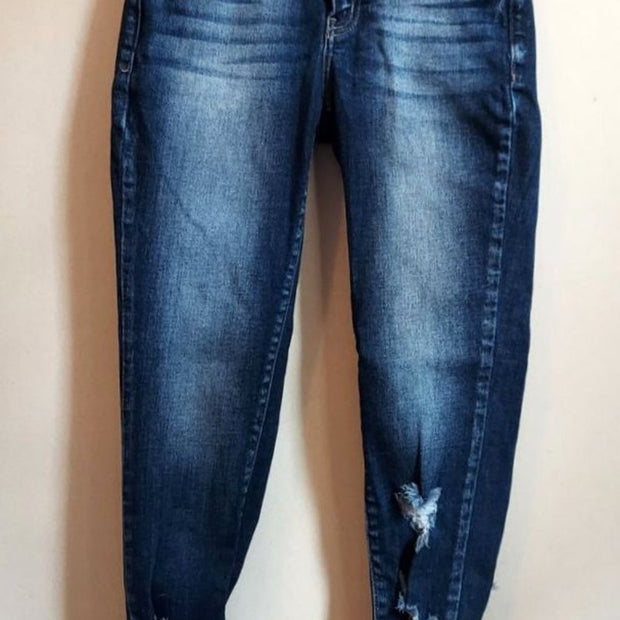 Kancan Blue Denim Distressed Mid Rise Ankle Skinny Jeans Size 26 NWOT