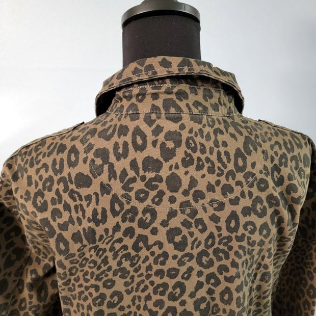 Ladies Sanctuary Cheetah Leopard Brown Shirt Jacket Size Large petite Shacket
