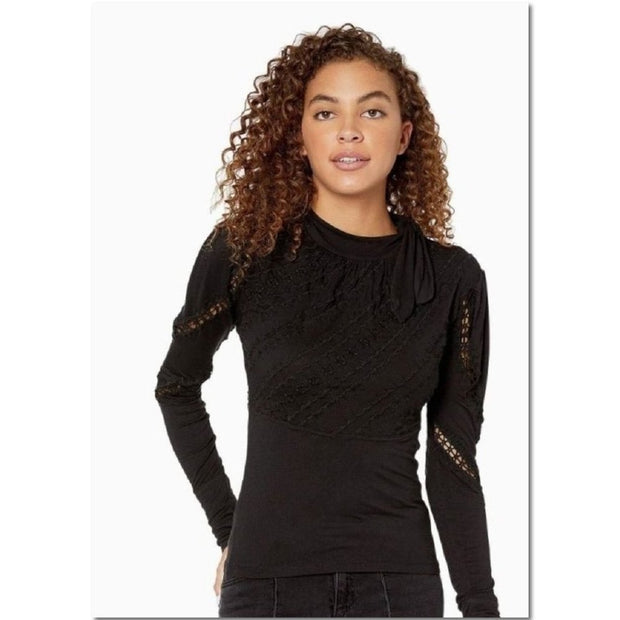 Free People NWT Black Long Sleeve Jersey Top Size Small