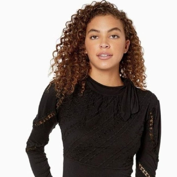 Free People NWT Black Long Sleeve Jersey Top Size Small