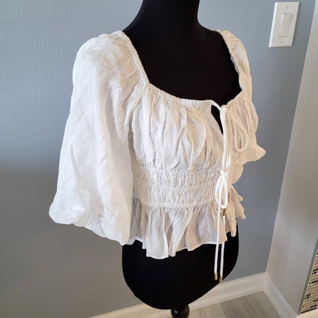 NWT Revolve MINKPINK WHITE NORAH TOP TIE FRONT