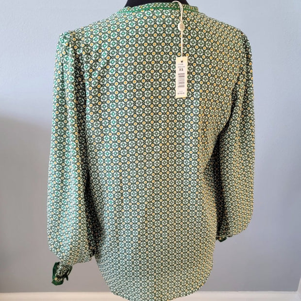 Max Studio Green Fold Over Blouse NWT Size XSmall Retail $118