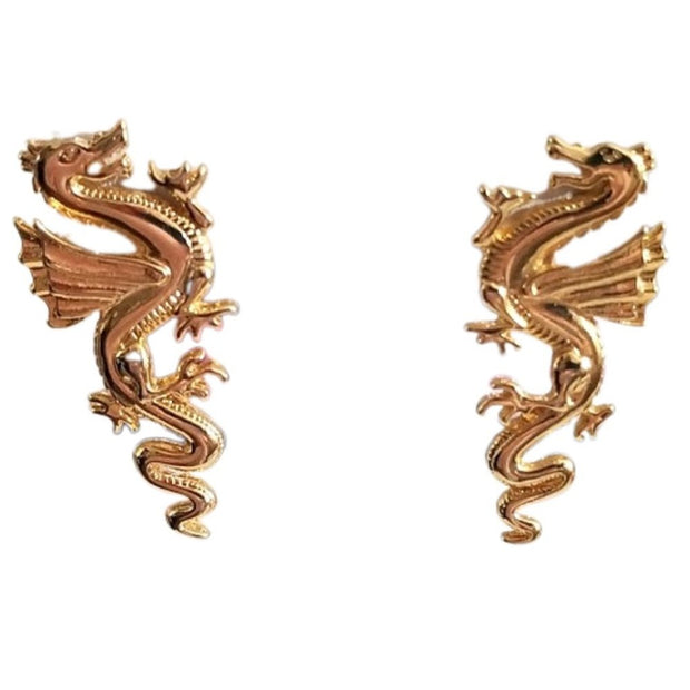 Cristina Goldtone Pierced Post Whimsical Dragon Earrings