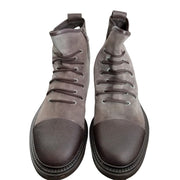 GIORGIO ARMANI Gray Suede Leather Ankle Lace Low Heel Men's Boots