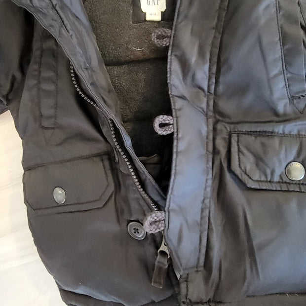 Baby Gap Black Down Puffer Zip Hooded Winter Jacket Size 12 to 18 Months