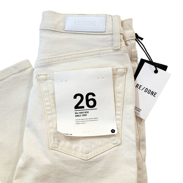 REDONE White Slim Straight Leg Jeans 90s High Rise Size 26 Retail $225