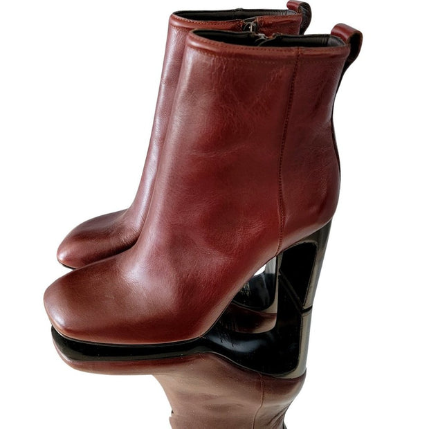 Rag & Bone Ellis Red Mahogany Leather Ankle Boots Size US 6.5  NEW Retail $595