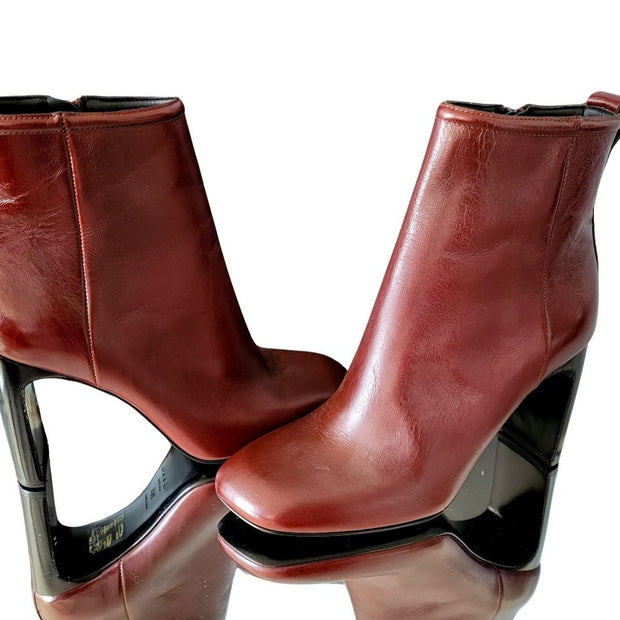 Rag & Bone Ellis Red Mahogany Leather Ankle Boots Size US 6.5  NEW Retail $595