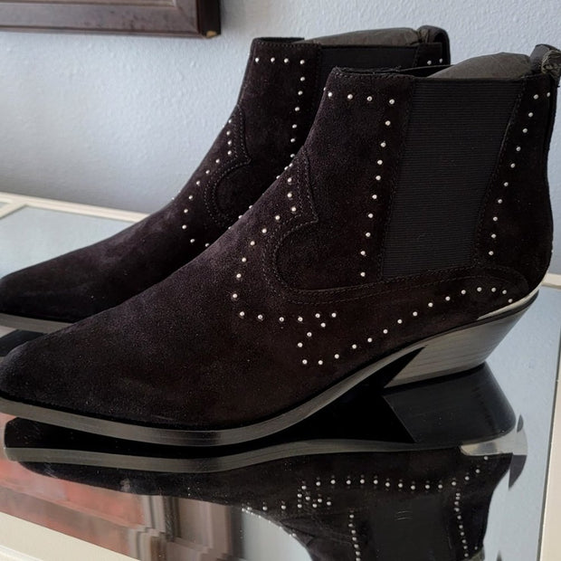 Rag and Bone Black Suede Studded Westin Ankle Boots Size 9 New in Box
