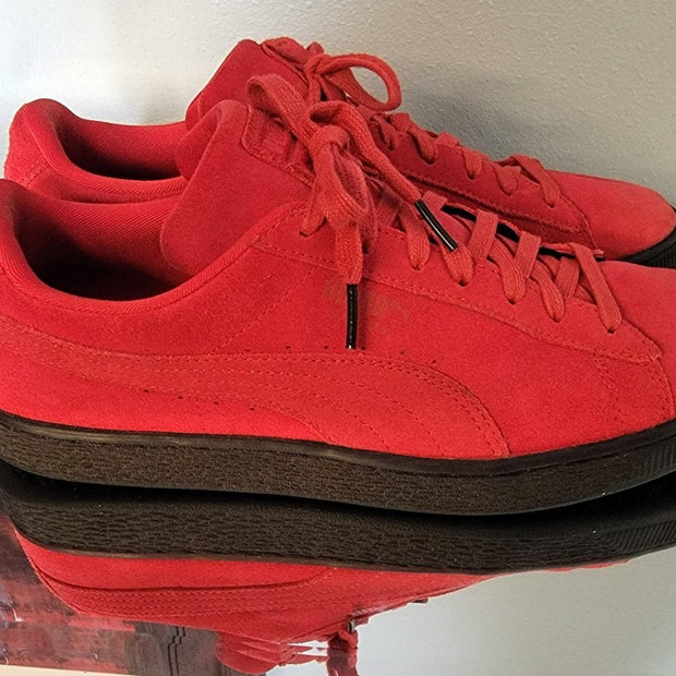 Puma Black Sole Red Suede Barbados Cherry Mens Sneakers Size 10