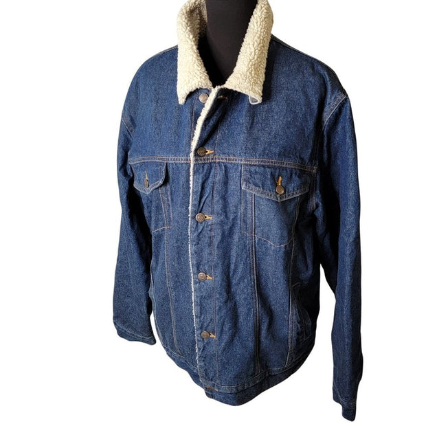 Vintage Men's Domini Faux Sherpa Fleece Lined Jean Jacket Size XLarge