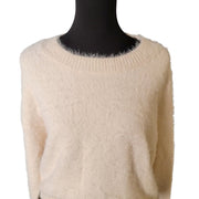 Sanctuary White Cream Relaxed Fit Fluffy Pullover Sweater