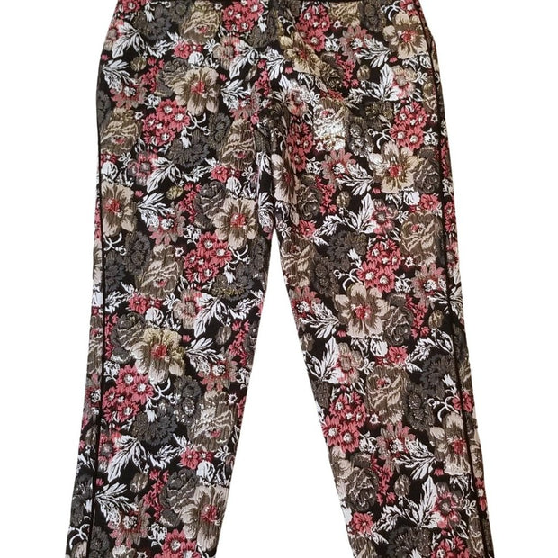 Anthropologie Maeve Floral Metallic Jacquard Brocade Ankle Dress Pants Size 6
