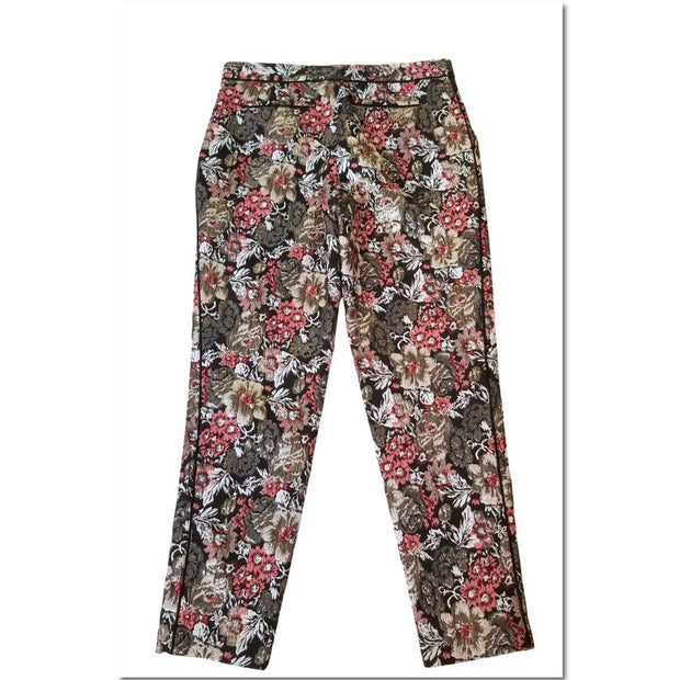 Anthropologie Maeve Floral Metallic Jacquard Brocade Ankle Dress Pants Size 6