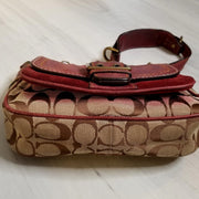Vintage Coach Signature Pattern Red Suede Leather Bag