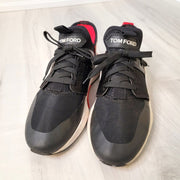 Tom Ford Men's Jago Sneakers US 11 UK 10 Black Red White Neoprene Suede Low Top
