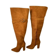 Shoe Dazzle Over The Knee High Camel Suede Boots Size 9 EUC