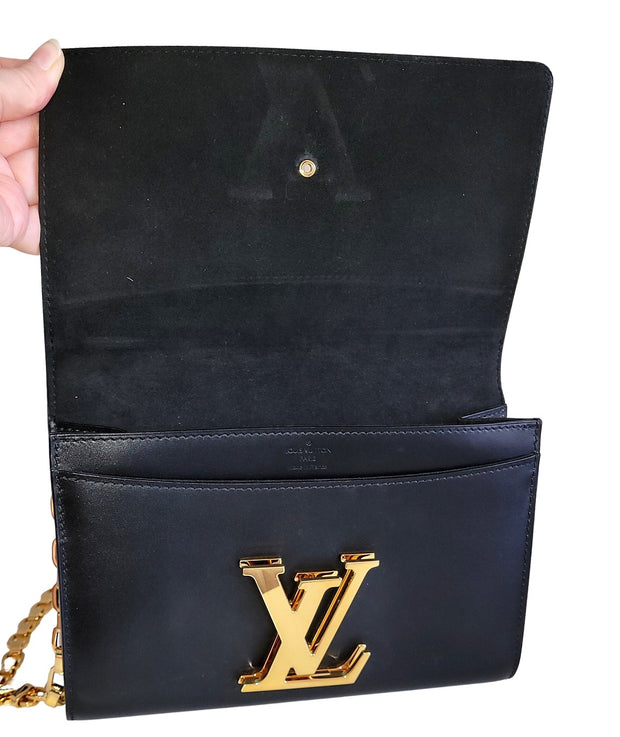 Louis Vuitton Black Leather Chain Louise GM Bag Louis Vuitton