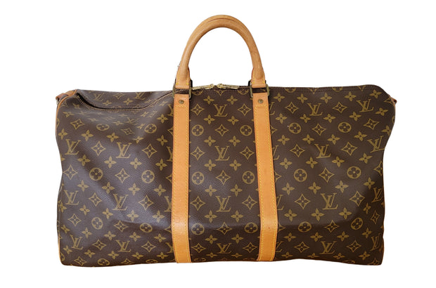 Louis Vuitton Monogram Brown Keepall Bandouliere 55 Travel Bag