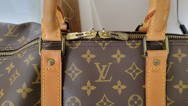 Louis Vuitton Monogram Brown Keepall Bandouliere 55 Travel Bag