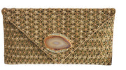Mary Frances Gold Agate Stone Au Naturel Clutch Cross Body Bag