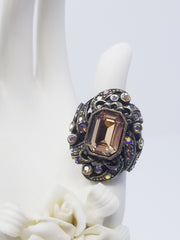 Sweet Romance Art Deco Emerald Cut Glass Stone USA Ring